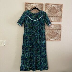 VTG Hale‎ Muu Hawaiian Abstract Tiki Muumuu Dress Artsy 60s 70s *see msrmts